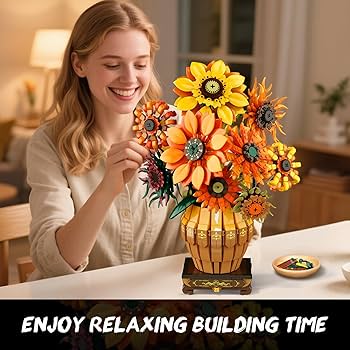 k.fsoon☆ Amazon.com: INSOON Flowers Bouquet Building Set with Vase